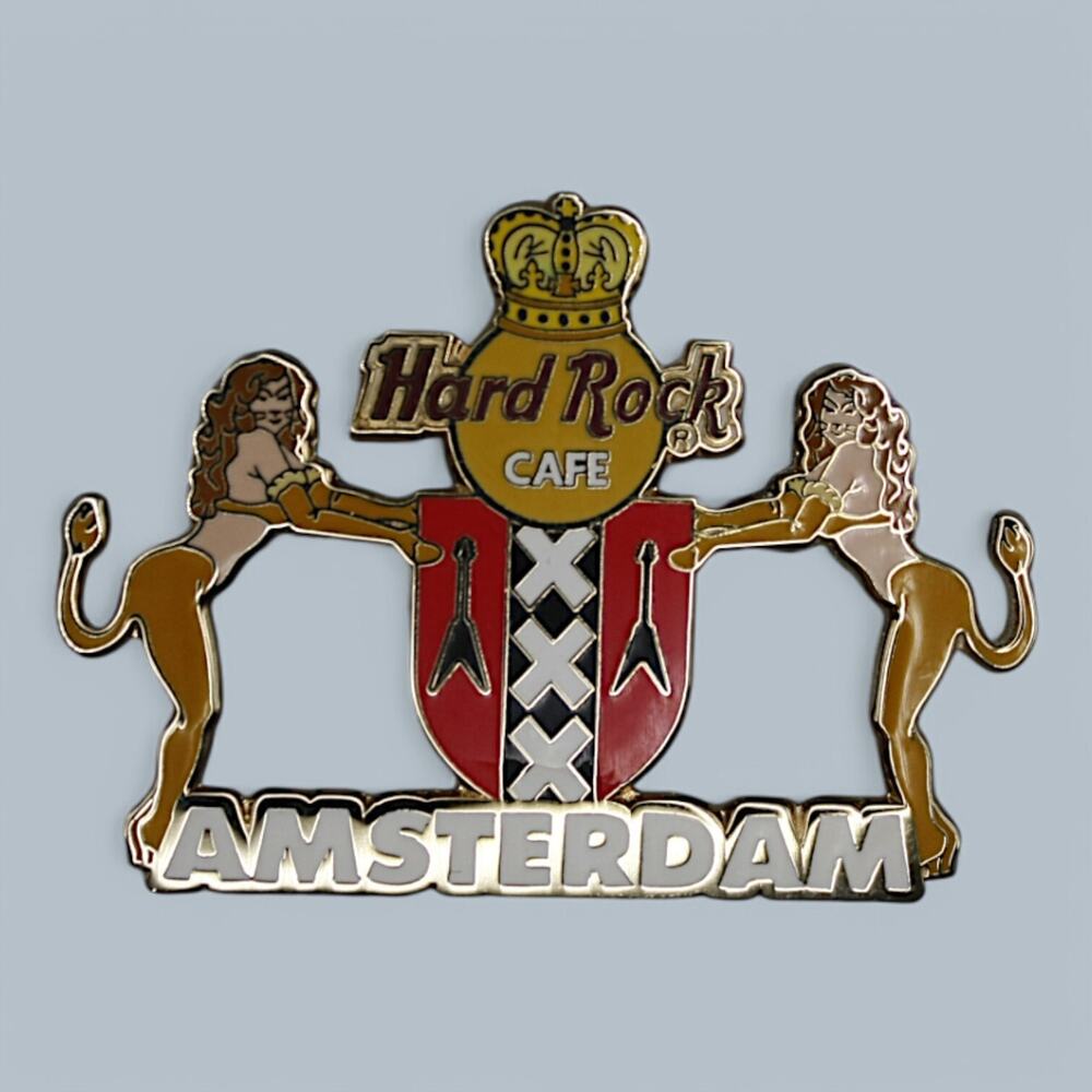Hard Rock Pin 2005 Amsterdam Shield Logo 2 Girls Sexy Lions